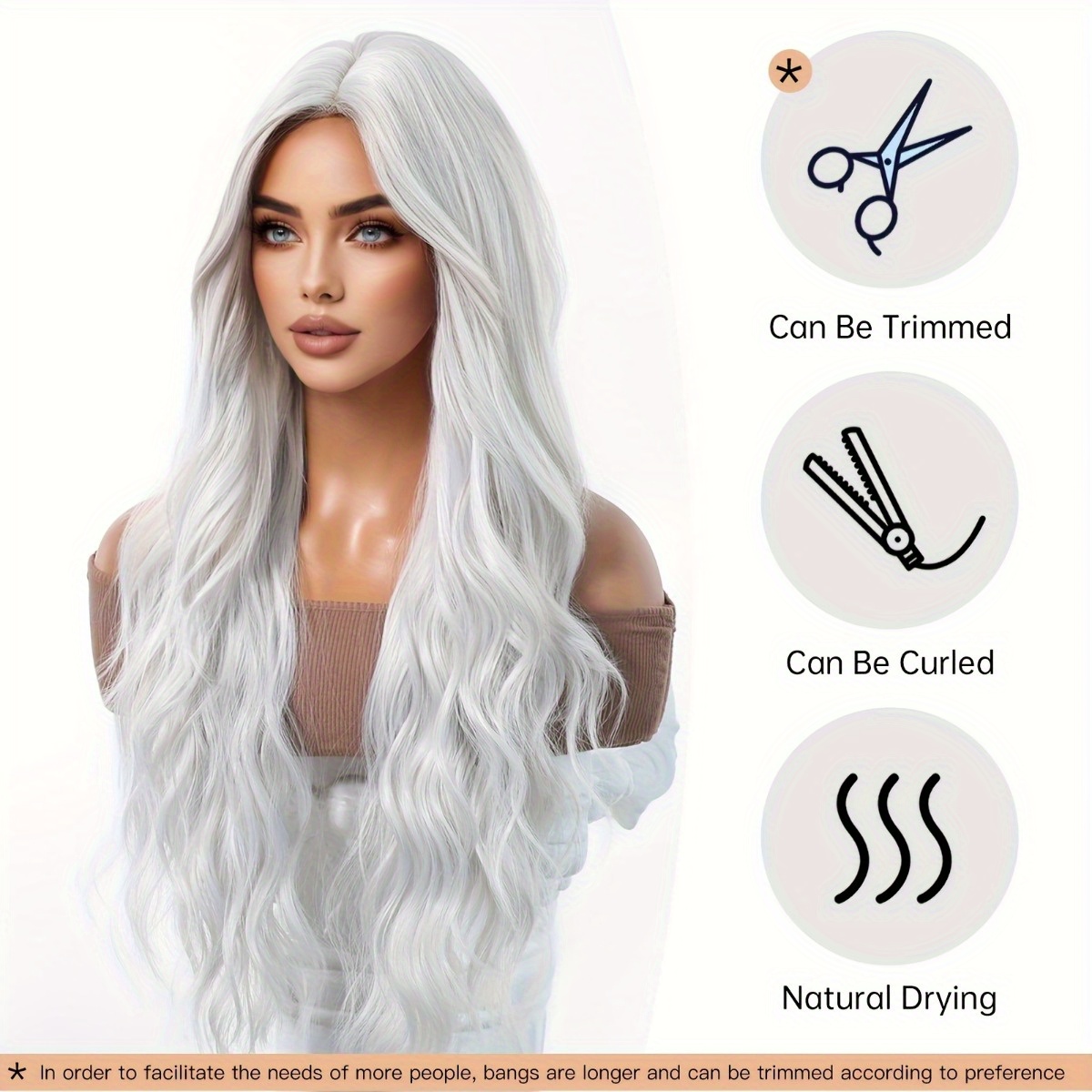 Hair Care Wavy Hair - Kunstfaser-Perücke der Marke Anxin: Silberweiße natürliche