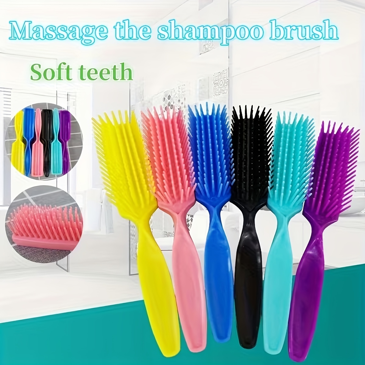 Hair Care For Curly Dry Hair - 6 Stück Ergonomische ABS-Griff Massagekämme, Mehrfarbige