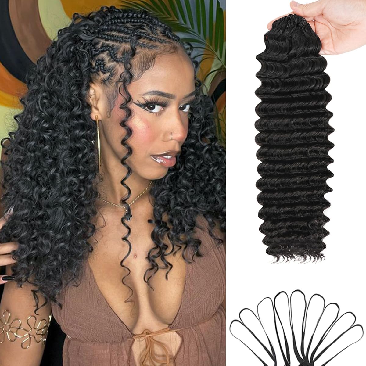 Hair Care Color - Deep Wave Feather Crochet Echthaar-Extensions Knotless