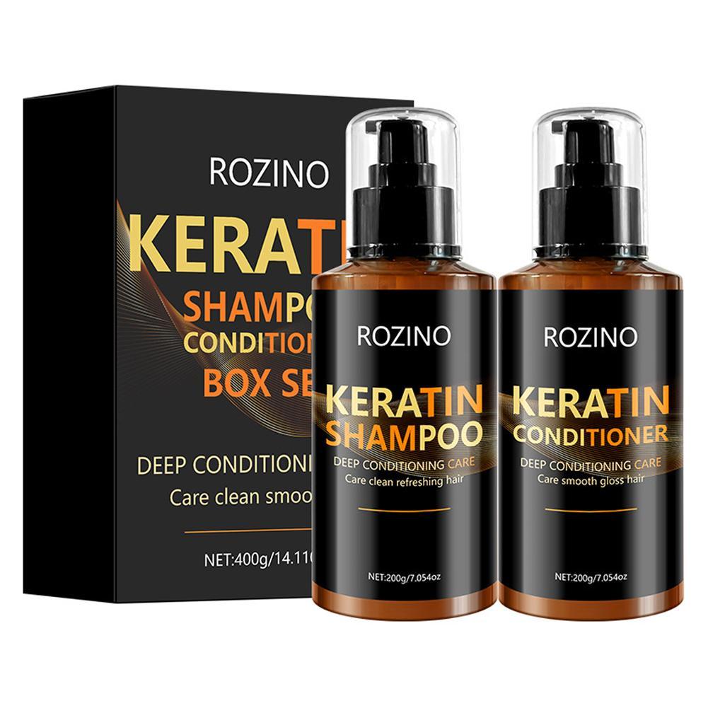 Hair Care For Curly Dry Hair - Keratin Care Glättendes Shampoo- und Spülungsset