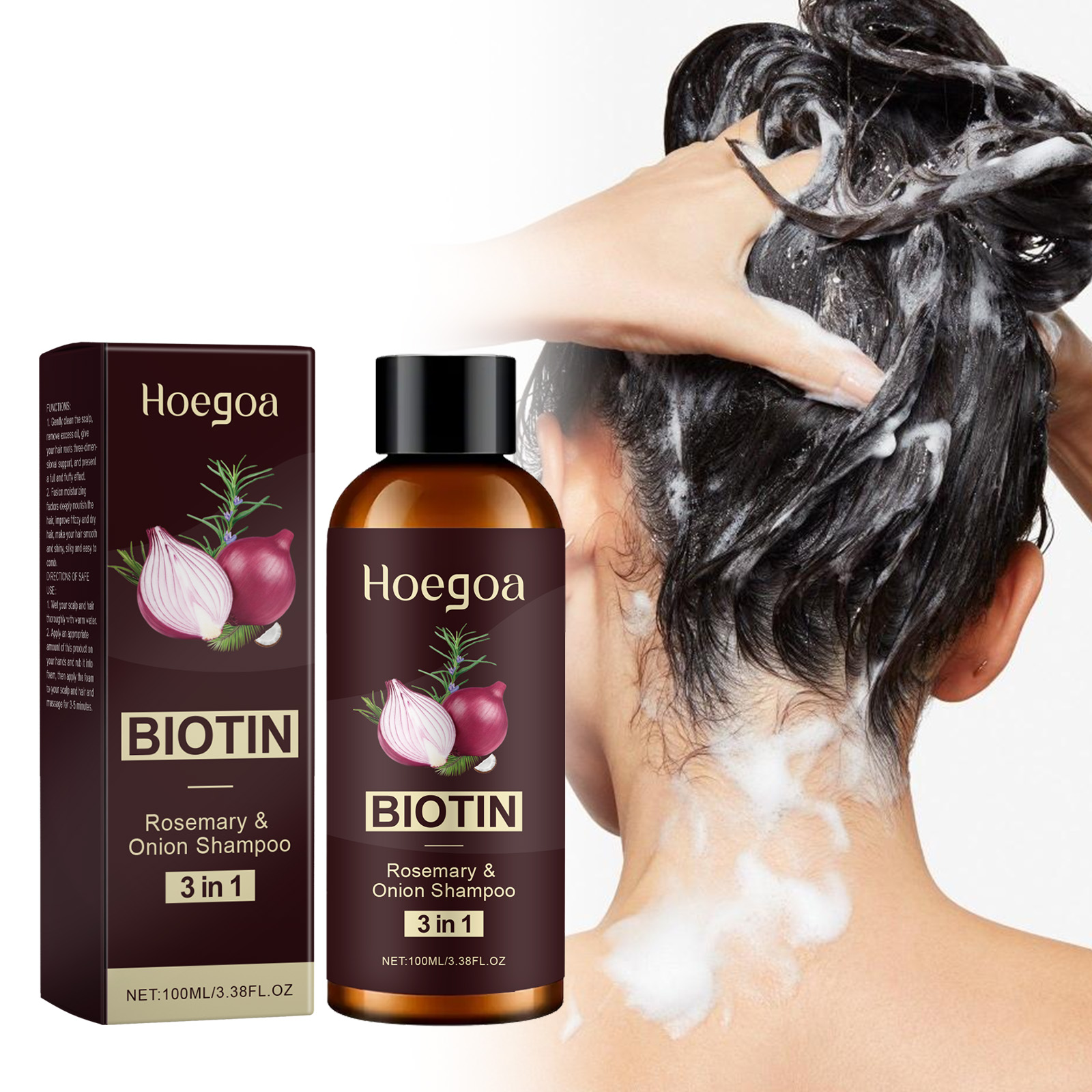 Biotin Shampoo Thickening - 3-in-1-Rosmarin-Biotin-Shampoo, Haarwachstum, Verdickung, Anti-Verlust, Stärkung der