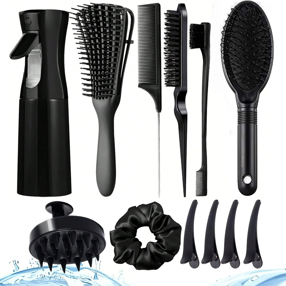 Hair Care Wavy Hair - Entwirrbürsten-Set mit Sprühflasche, weicher Kopfhautmassagebürste, Entwirrbürste